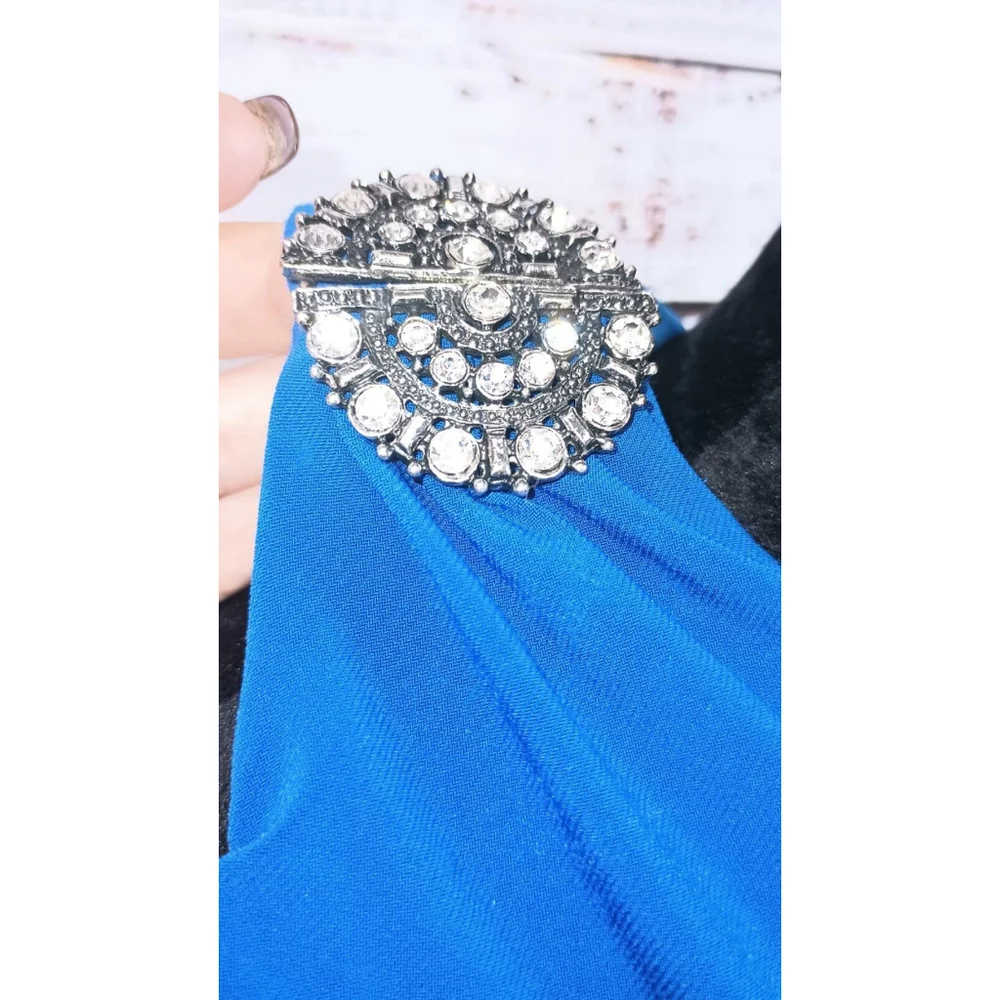 Ralph Lauren Cobalt Blue Evening Gown With One Shoulder Broach Size‎ 10